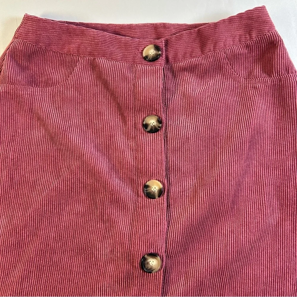 IN‎ San Francisco Women’s Corduroy Button-Front Skirt, Pink Size 1